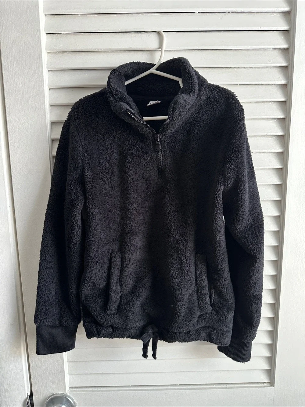 Old navy girls fleece teddy sweatshirt Medium 8 quarter zip black